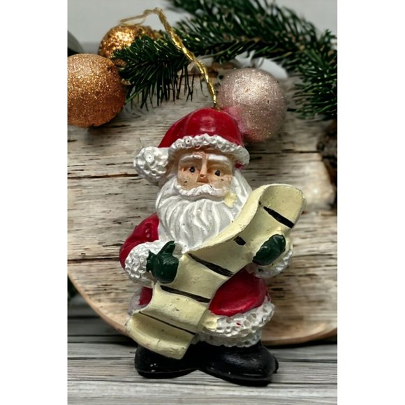 Vintage Santa Mini Christmas Ornament Pin Checking Naughty Nice List - Picture 1 of 6